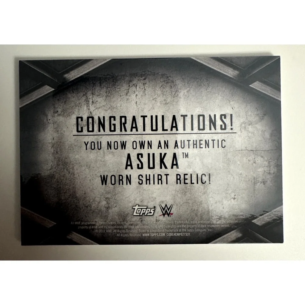 2017 Topps WWE NXT Asuka Authentic Worn Shirt Relic Trading Card CMP021531
